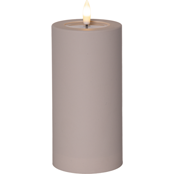 Batteridrivet LED Blockljus UTOMHUS Flamme Soft Beige 17,5 cm