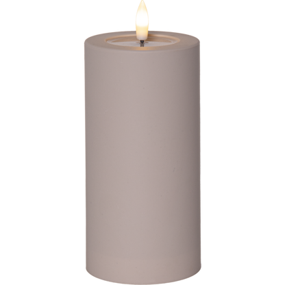 Batteridrivet LED Blockljus UTOMHUS Flamme Soft Beige 17,5 cm