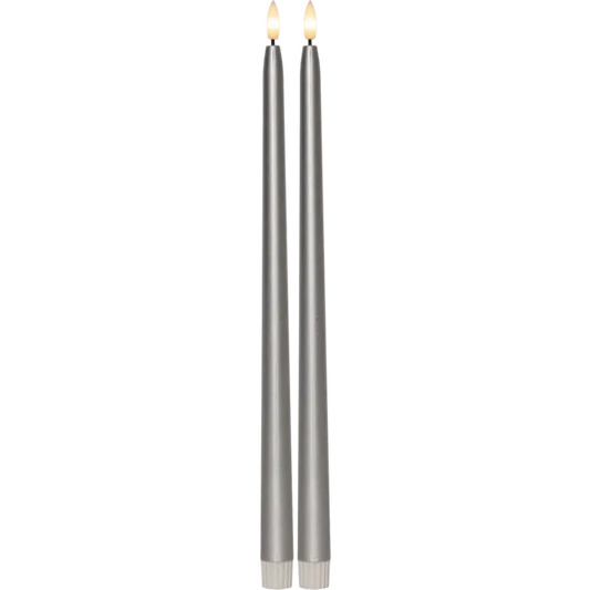 Batteridrivet LED Antikljus 2-pack 39 cm Silver