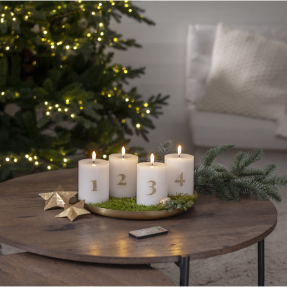 LED Blockljus 12,5 cm Advent 1-4 Vit med guldsiffror