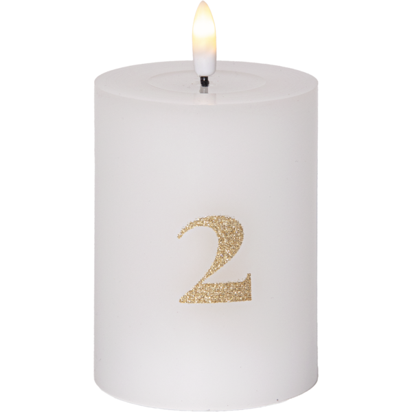 LED Blockljus 12,5 cm Advent 1-4 Vit med guldsiffror