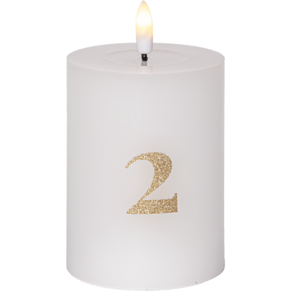 LED Blockljus 12,5 cm Advent 1-4 Vit med guldsiffror