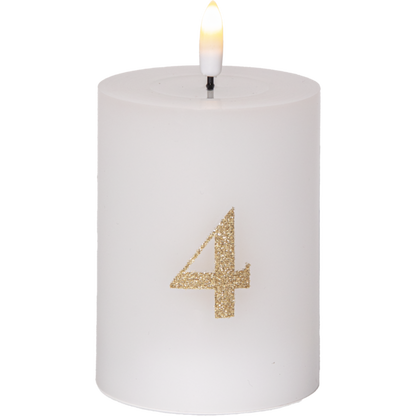 LED Blockljus 12,5 cm Advent 1-4 Vit med guldsiffror