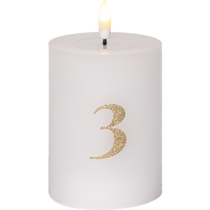 LED Blockljus 12,5 cm Advent 1-4 Vit med guldsiffror