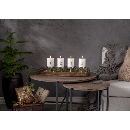 LED Blockljus 12,5 cm Advent 1-4 Vit med guldsiffror