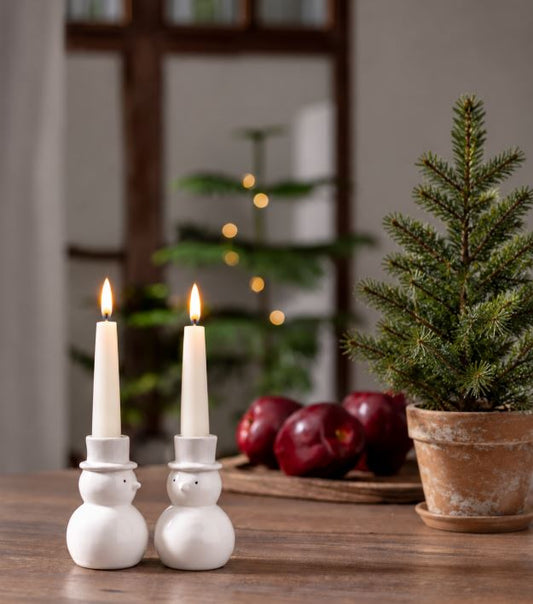 Julljusstake Snögubbe 2-pack Vit