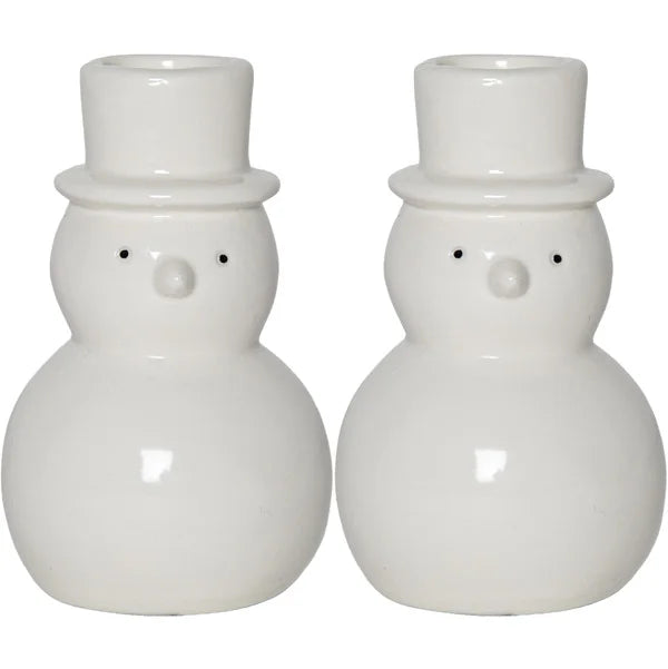 Julljusstake Snögubbe 2-pack Vit