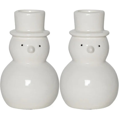 Julljusstake Snögubbe 2-pack Vit