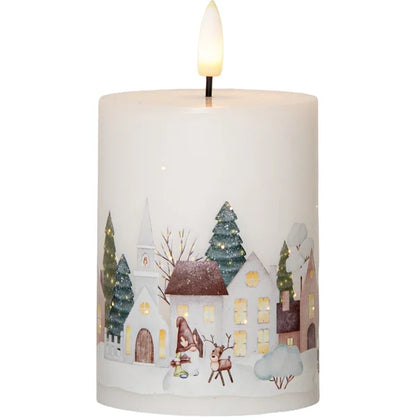 Belysning Jul LED Blockljus Flamme Winterland 12,5 cm