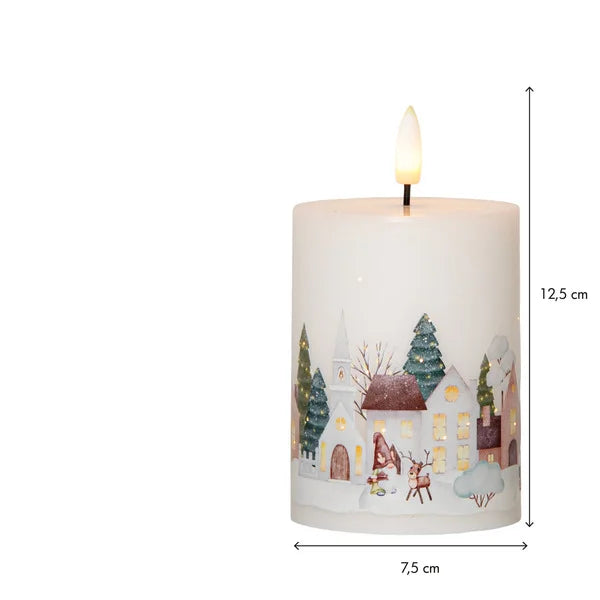 Belysning Jul LED Blockljus Flamme Winterland 12,5 cm