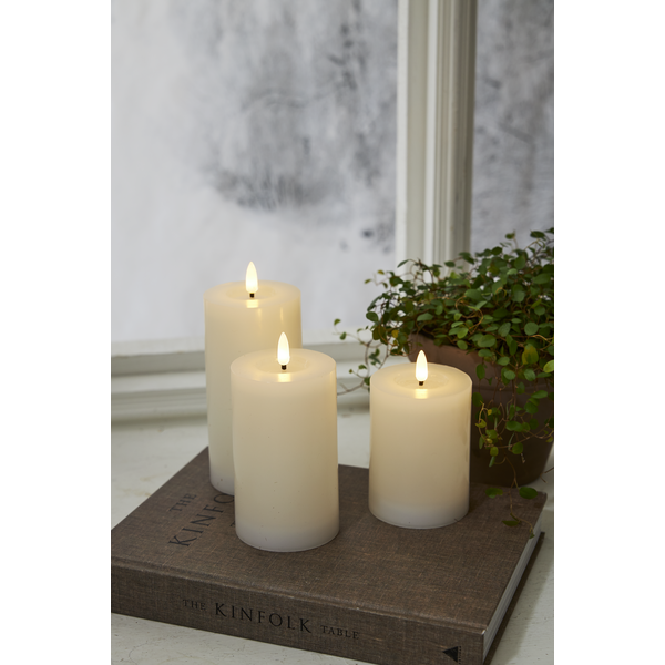 LED Blockljus Flamme Flow Vit 12,5 cm