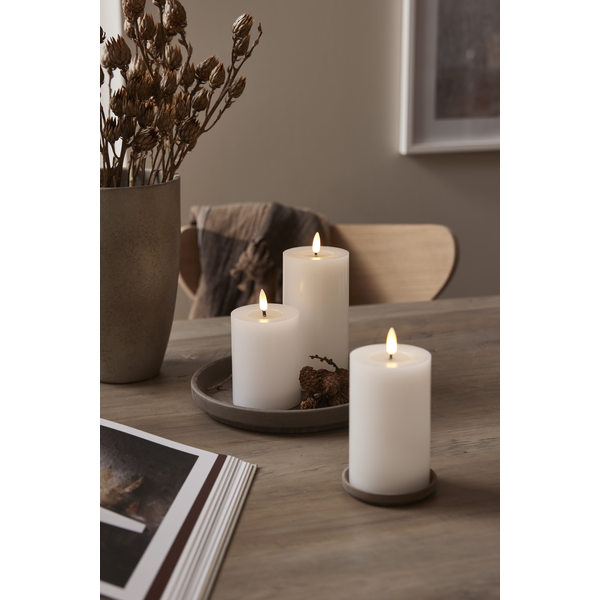 LED Blockljus Flamme Flow Vit 12,5 cm