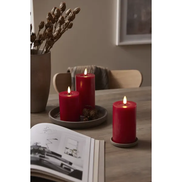 Batteridrivet LED Blockljus Flamme Flow Röd 15 cm