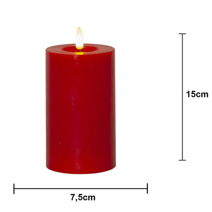 Batteridrivet LED Blockljus Flamme Flow Röd 15 cm