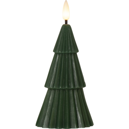 Belysning Jul LED Blockljus Flamme Gran Grön 15 cm
