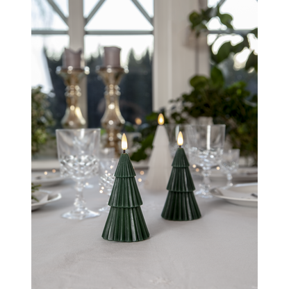 Belysning Jul LED Blockljus Flamme Gran Grön 15 cm