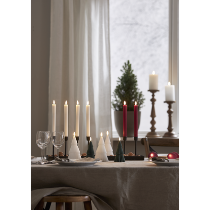 Belysning Jul LED Blockljus Flamme Gran Vit 18 cm