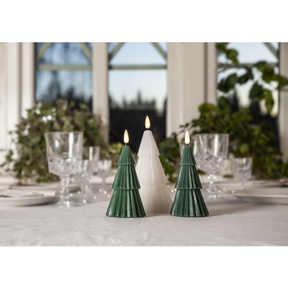 Belysning Jul LED Blockljus Flamme Gran Vit 18 cm