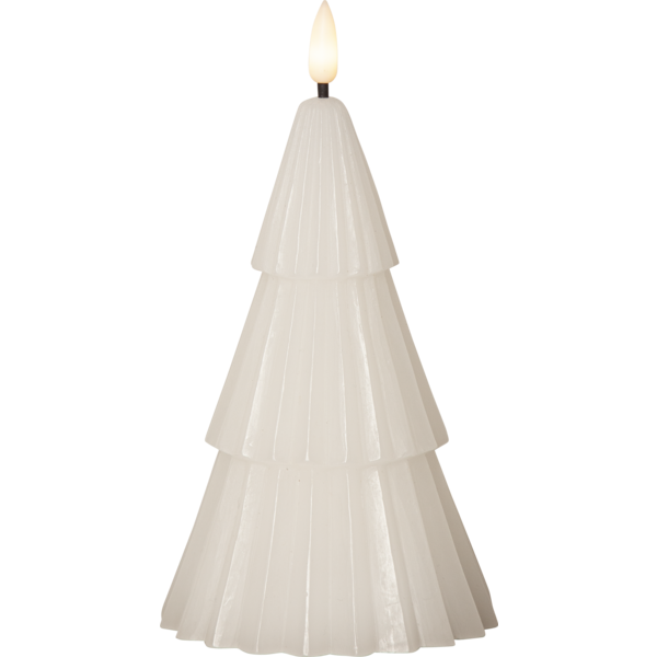 Belysning Jul LED Blockljus Flamme Gran Vit 18 cm