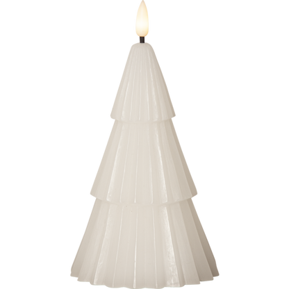 Belysning Jul LED Blockljus Flamme Gran Vit 18 cm