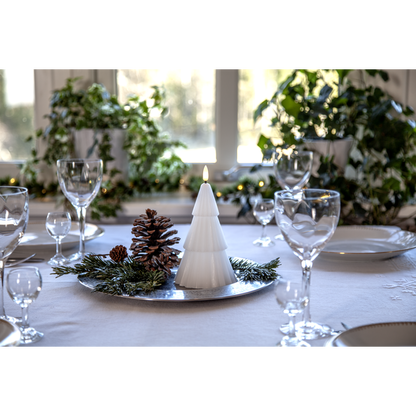 Belysning Jul LED Blockljus Flamme Gran Vit 18 cm