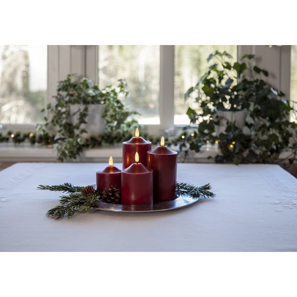 LED Blockljus Flamme Top Röd 12 cm