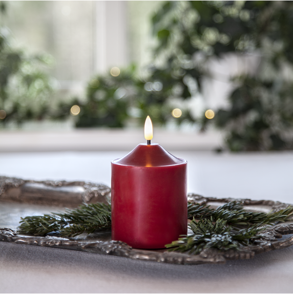 LED Blockljus Flamme Top Röd 12 cm