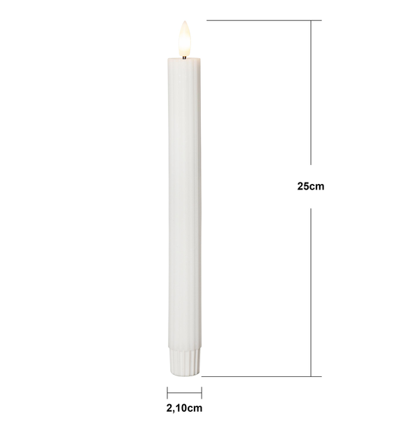 LED Antikljus 2-pack Flamme Stripe 25 cm Vit