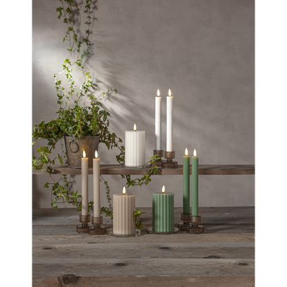 LED Blockljus Flamme Stripe Beige 15 cm