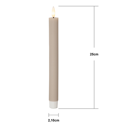 LED Antikljus 2-pack Flamme Stripe 25 cm Beige