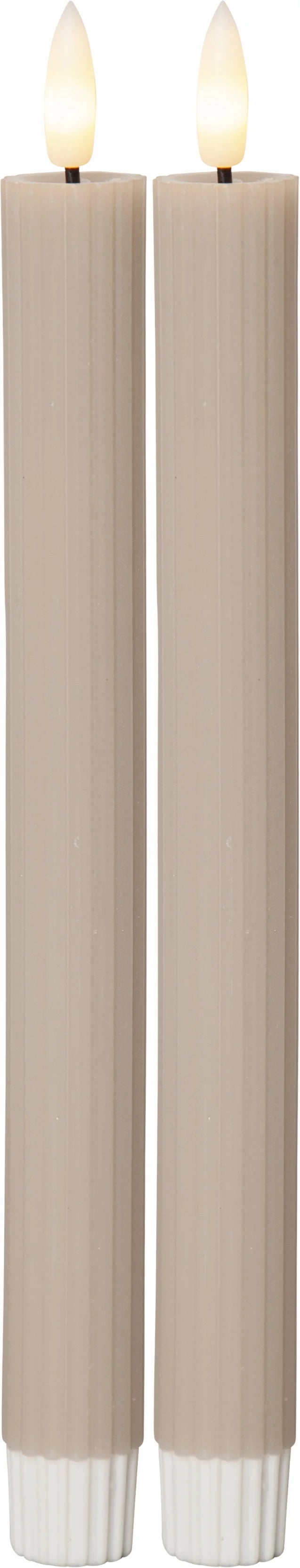 Batteridrivet LED Antikljus 2-pack Flamme Stripe 25 cm Beige