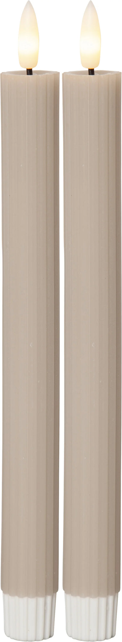 Batteridrivet LED Antikljus 2-pack Flamme Stripe 25 cm Beige