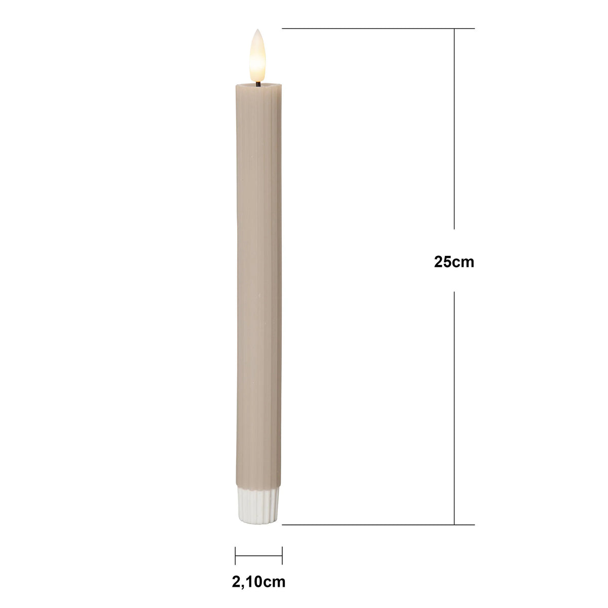 Batteridrivet LED Antikljus 2-pack Flamme Stripe 25 cm Beige