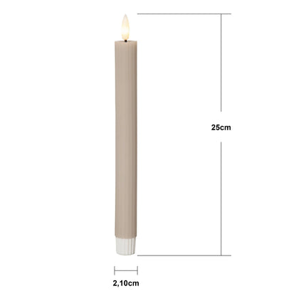 Batteridrivet LED Antikljus 2-pack Flamme Stripe 25 cm Beige