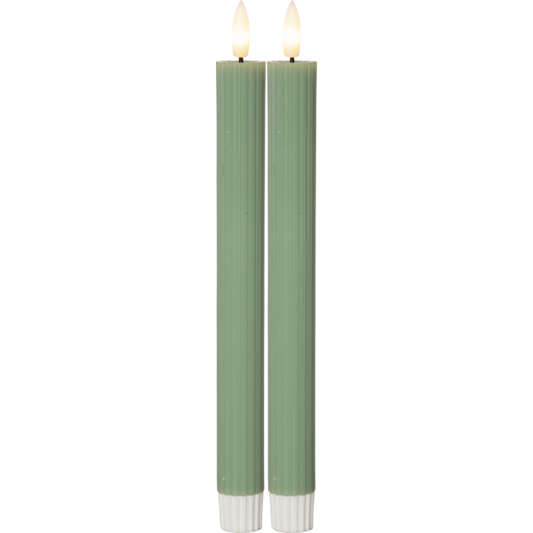 LED Antikljus 2-pack Flamme Stripe 25 cm Grön