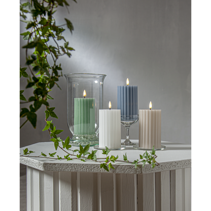 LED Blockljus Flamme Stripe Beige 15 cm