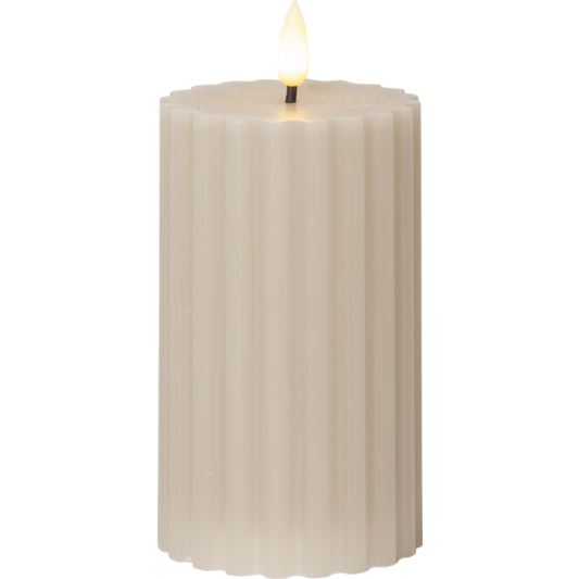 LED Blockljus Flamme Stripe Beige 15 cm