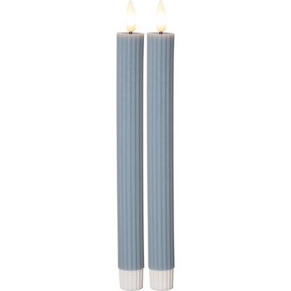 LED Antikljus 2-pack Flamme Stripe 25 cm Blå