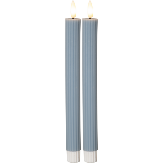 LED Antikljus 2-pack Flamme Stripe 25 cm Blå