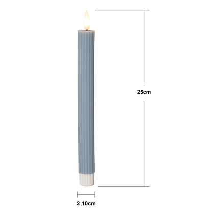 LED Antikljus 2-pack Flamme Stripe 25 cm Blå