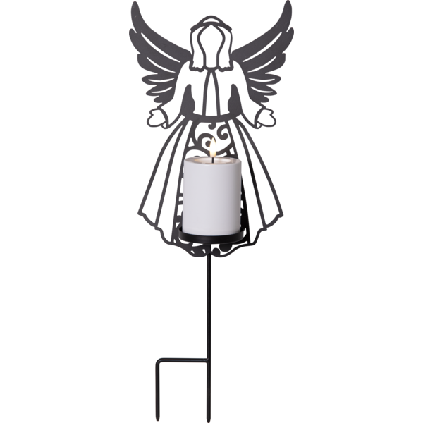 Gravdekoration LED Gravljus Siluett Ängel med ljus 48 cm