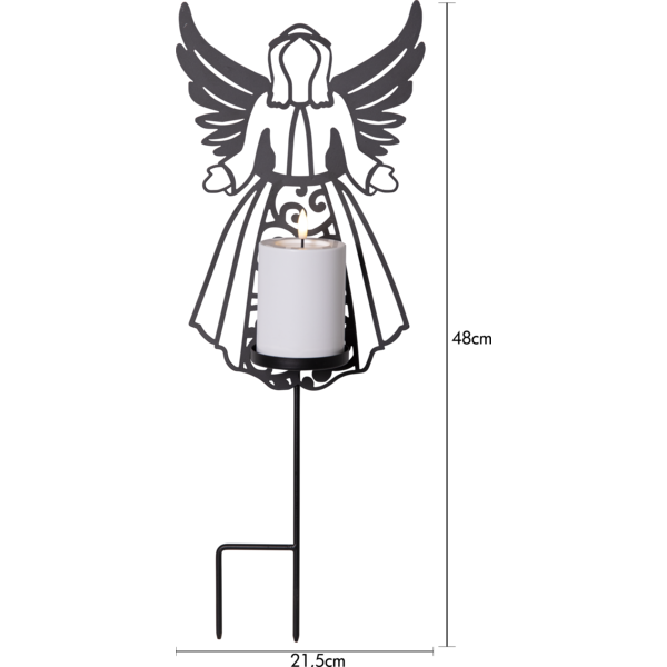 Gravdekoration LED Gravljus Siluett Ängel med ljus 48 cm