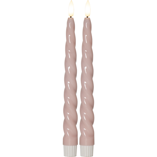 LED Antikljus 2-pack Flamme Shine Rosa