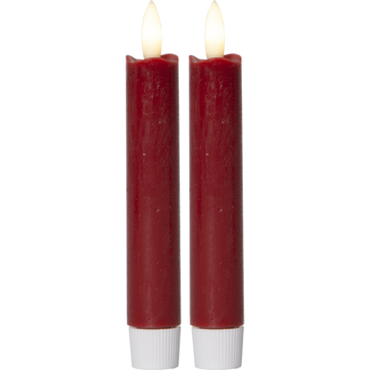 LED Antikljus 2-pack Flamme Rustic 15 cm Röd