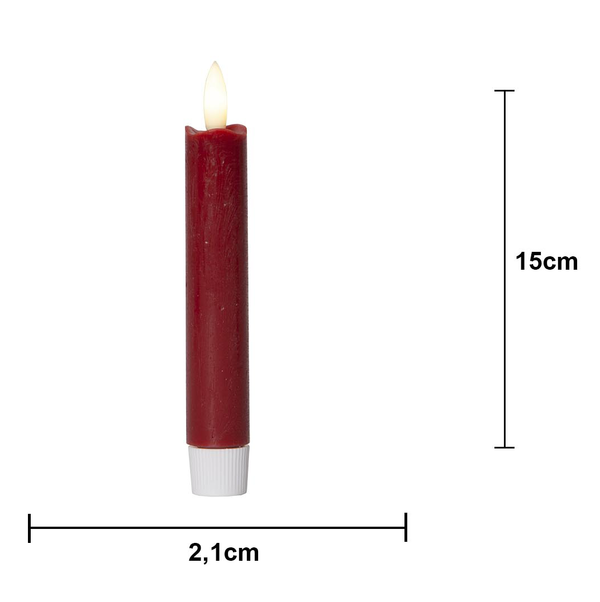 LED Antikljus 2-pack Flamme Rustic 15 cm Röd