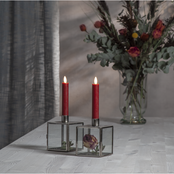 LED Antikljus 2-pack Flamme Rustic 15 cm Röd