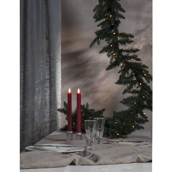 LED Antikljus 2-pack Flamme Rustic 25 cm Röd