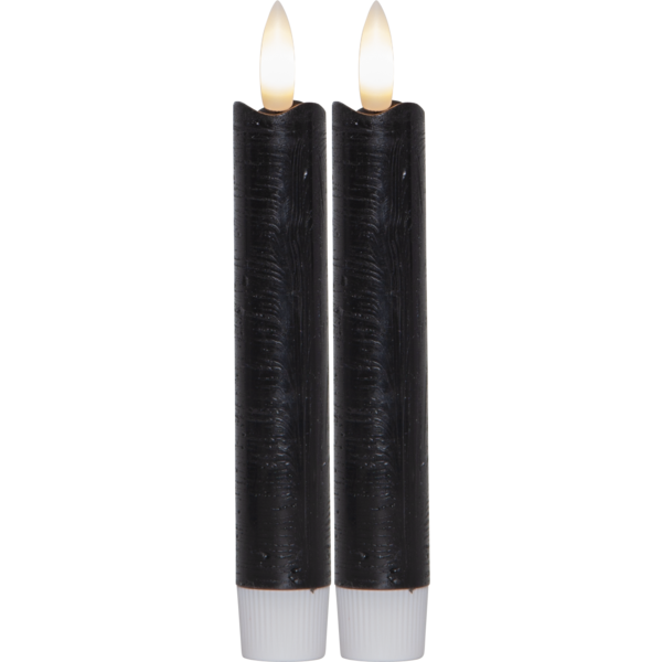 LED Antikljus 2-pack Flamme Rustic 15 cm Svart