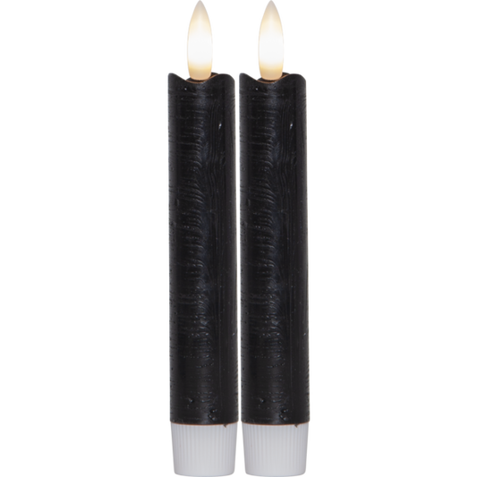 LED Antikljus 2-pack Flamme Rustic 15 cm Svart