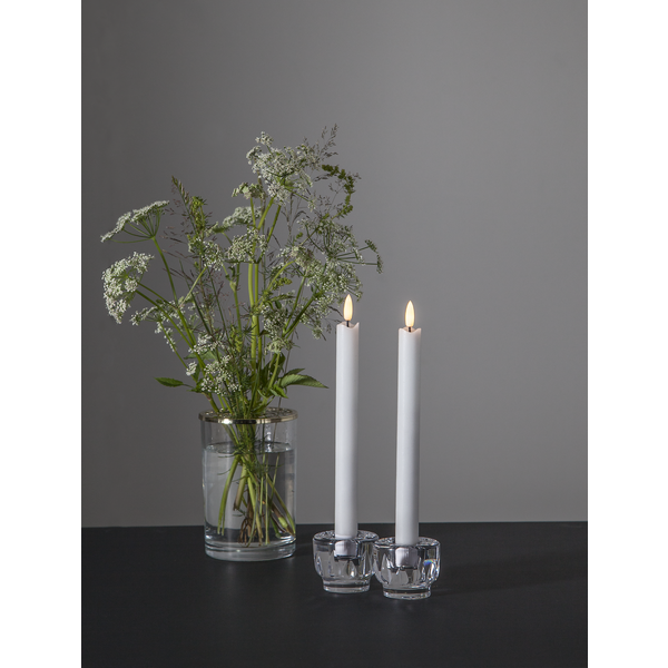 LED Antikljus 2-pack Flamme Rustic 25 cm Vit